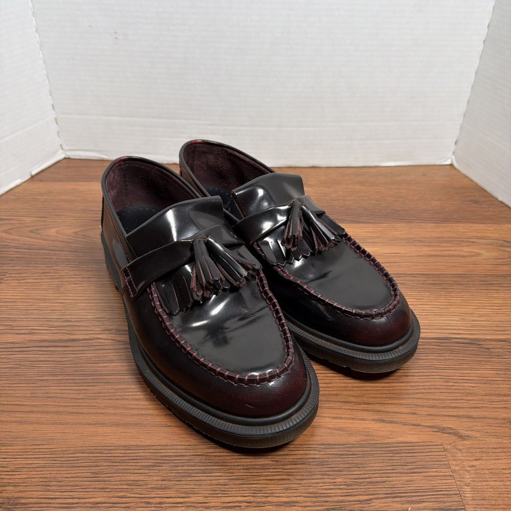 Doc Martens Adrian Arcadia Leather Tassel Loafers Size 10 Cherry Red